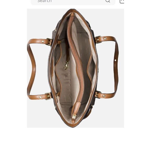 MICHAEL KORS VOYAGER EAST WEST LOGO SIGNATURE TOTE BAG Brown - Picture 2 of 9